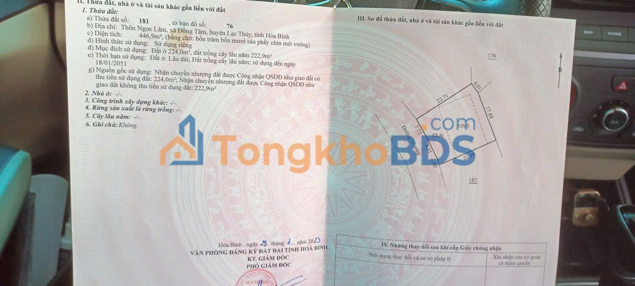 Đất nền Lạc Thủy 447m² dưới 3 tỷ - Sổ đỏ chính chủ