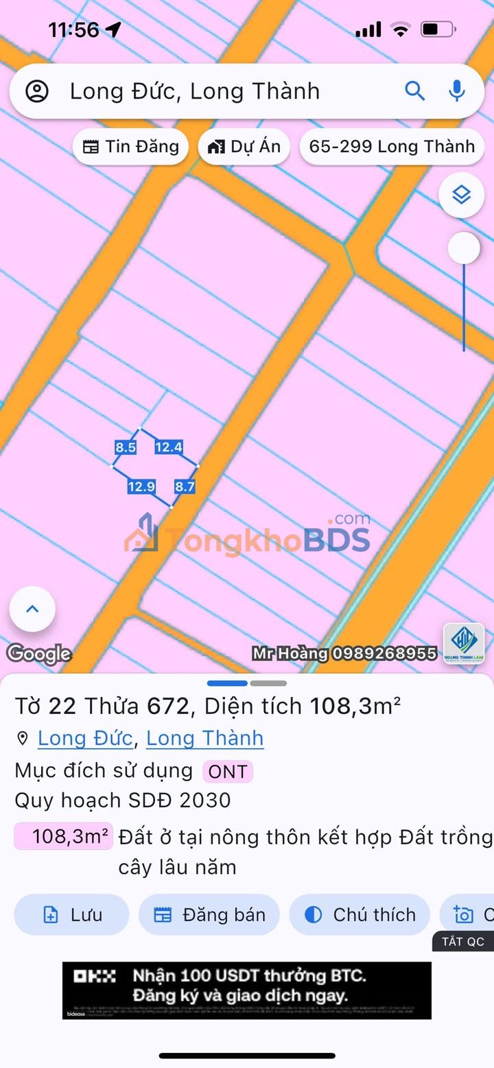 Đất nền Long Đức Bình An 110m² 2 tỷ - Đất thổ cư 100%