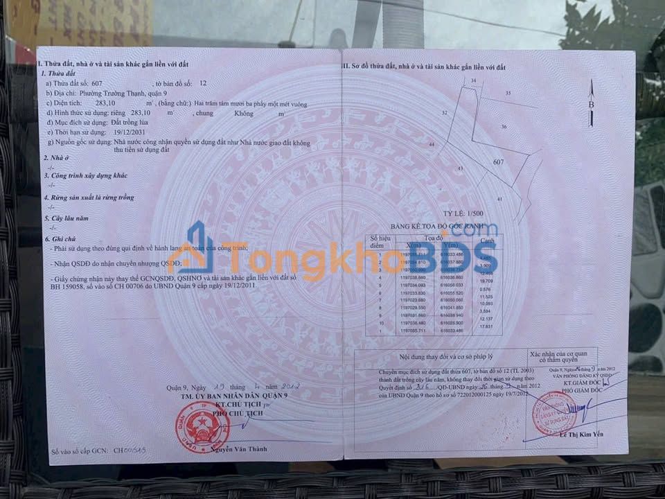 Đất Trường Thọ 283m² 2.83 tỷ - Sổ đỏ chính chủ