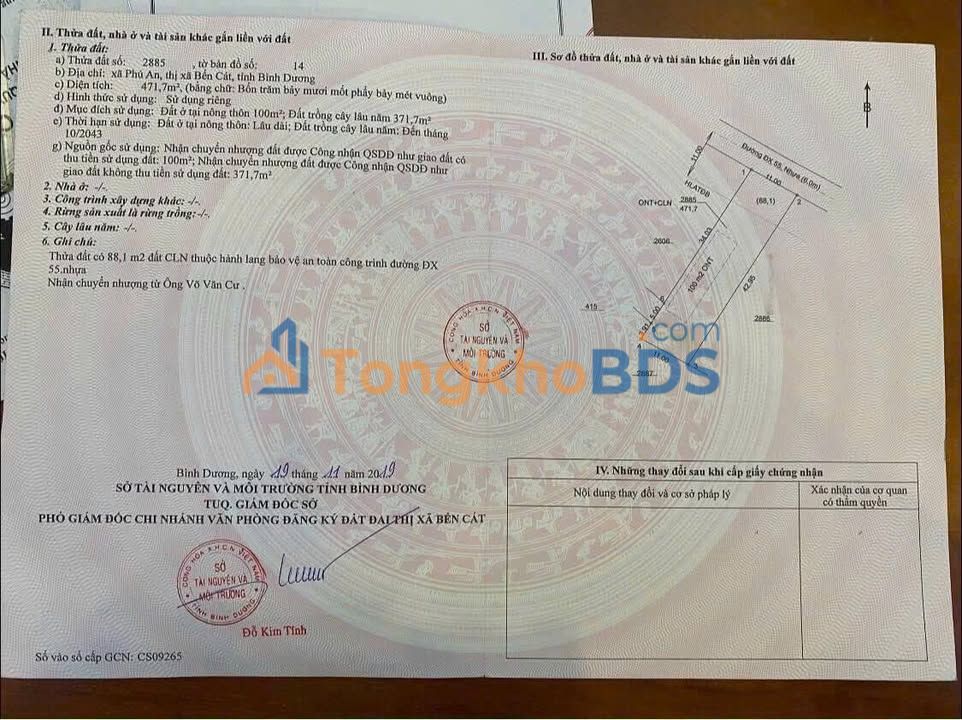 Đất nền Phú An Bến Cát 100m² 3.29 tỷ - Đường ô tô