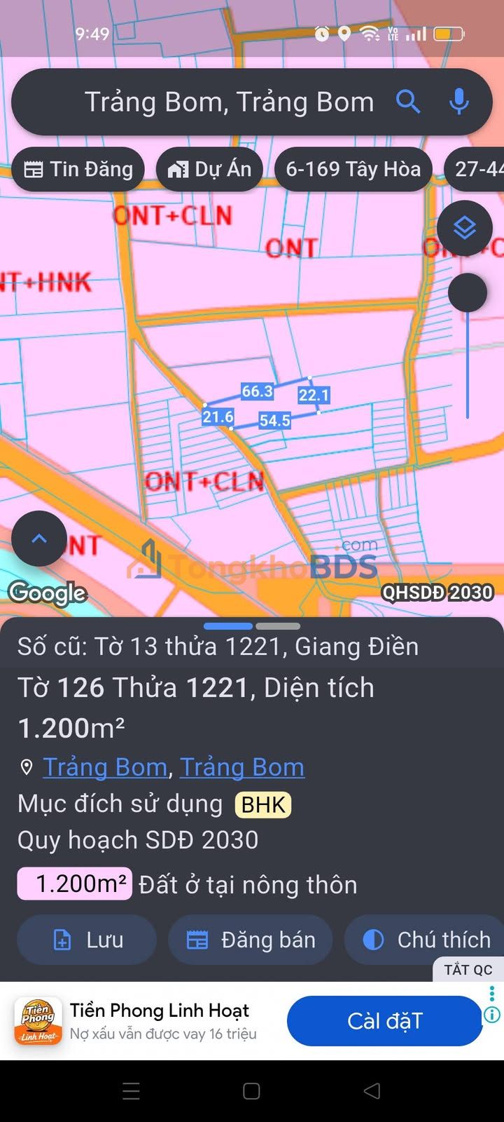 Đất nền Giang Điền 1.260m² 2.9 tỷ - Sổ hồng riêng