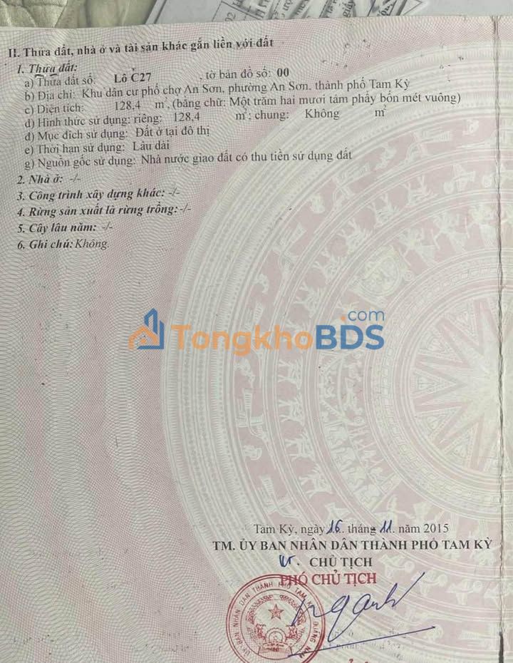 Đất nền An Sơn Tam Kỳ 132m² giá 6 tỷ - Sổ đỏ chính chủ