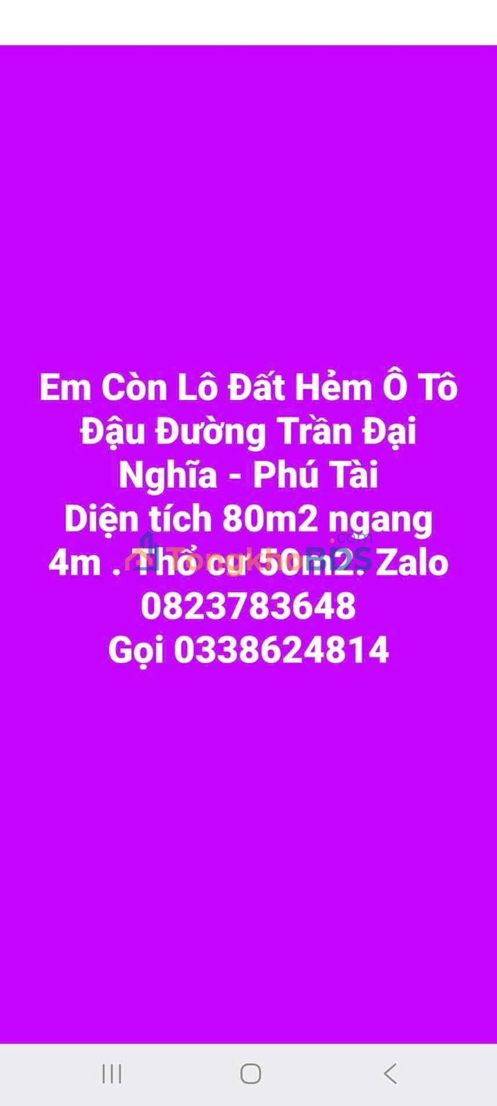 Đất nền Trần Đại Nghĩa Quy Nhơn 80m² 1,2 tỷ - Sổ đỏ chính chủ