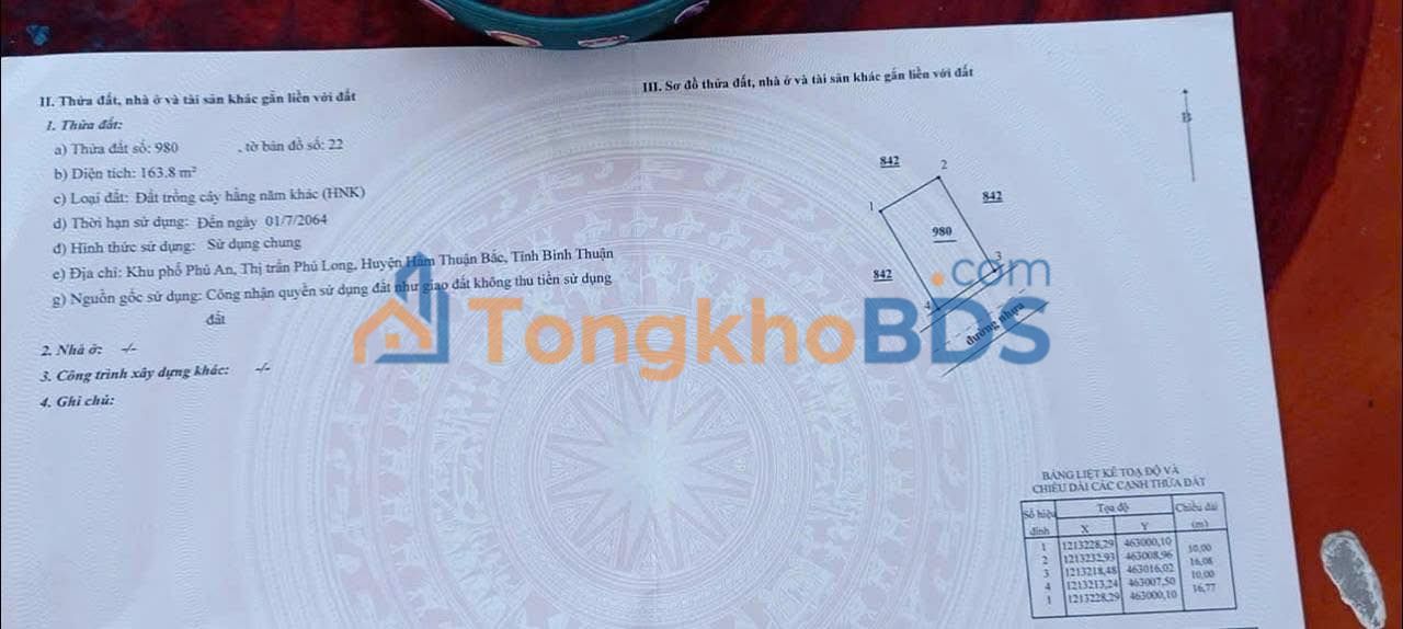 Đất Trồng Cây 163m² Mặt Nhựa Phú Long, Phan Thiết - Sổ Hồng Riêng