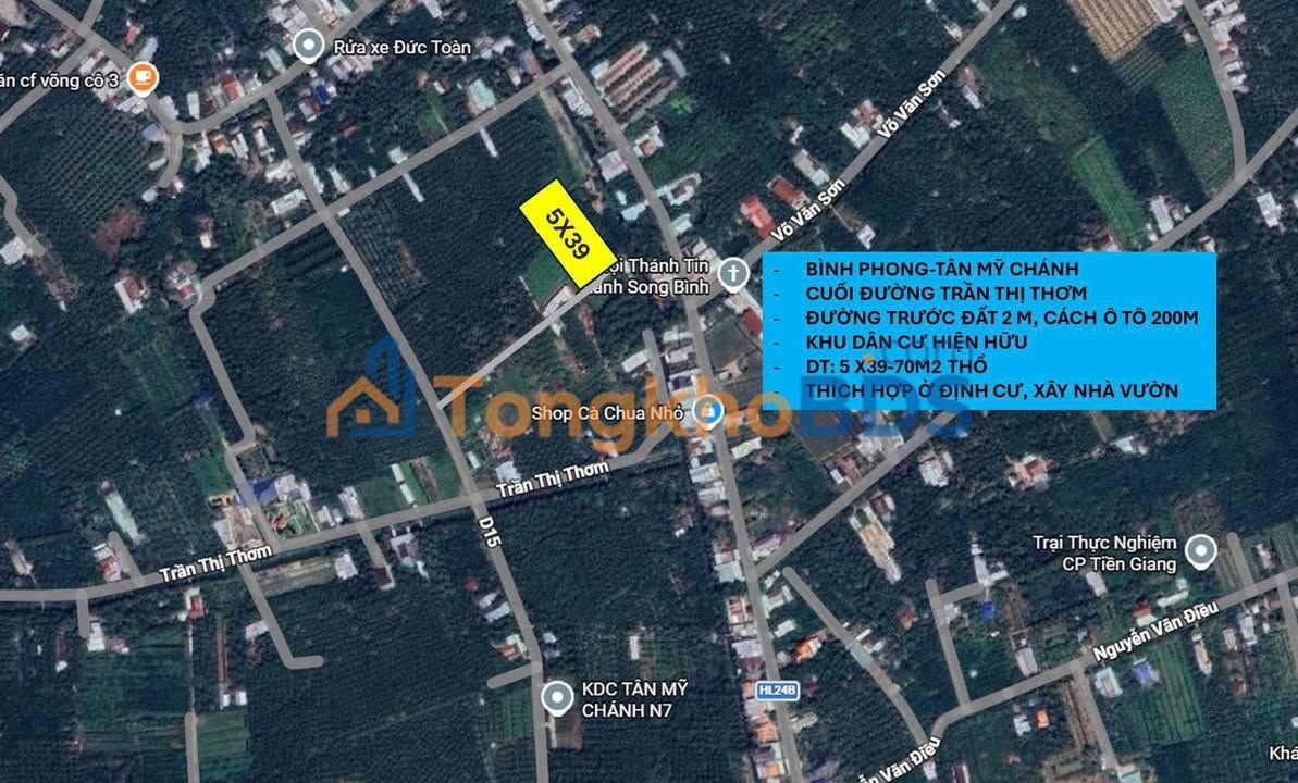 Đất nền Mỹ Tho Trần Thị Thơm 195m² 370 triệu - Giá tốt hiếm có hướng Đông Nam