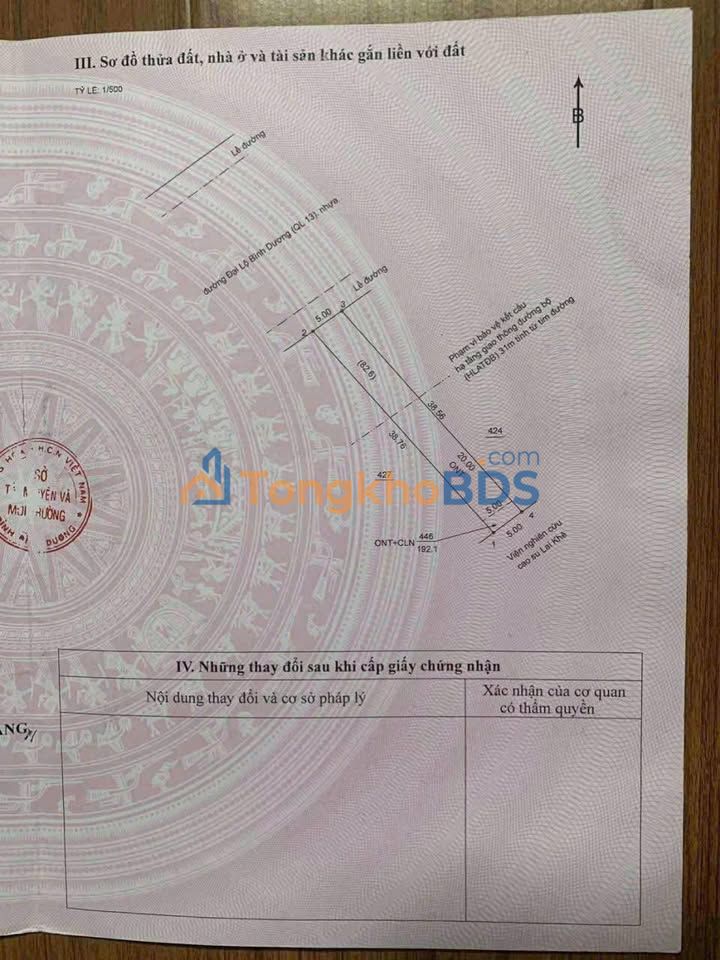 Đất mặt tiền QL13 Lai Hưng 192m² 1,66 tỷ - Sổ đỏ chính chủ