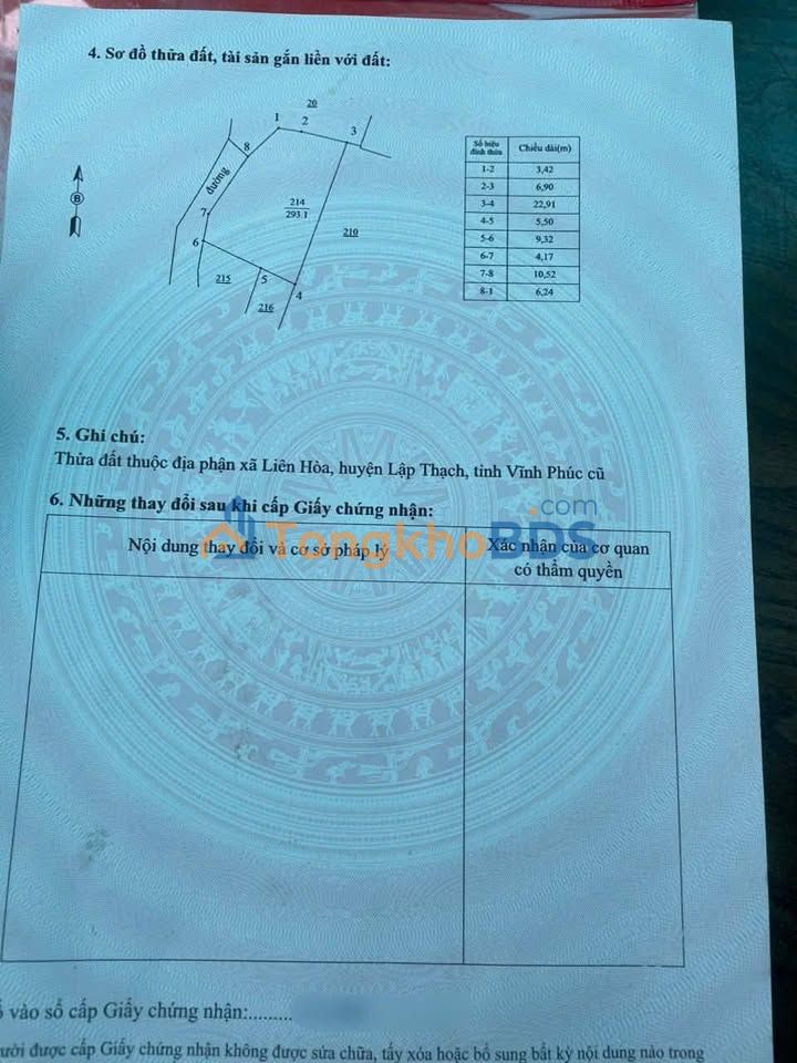 Đất nền KCN Liễn Sơn Lập Thạch 293m² 1 tỷ - Sổ đỏ chính chủ