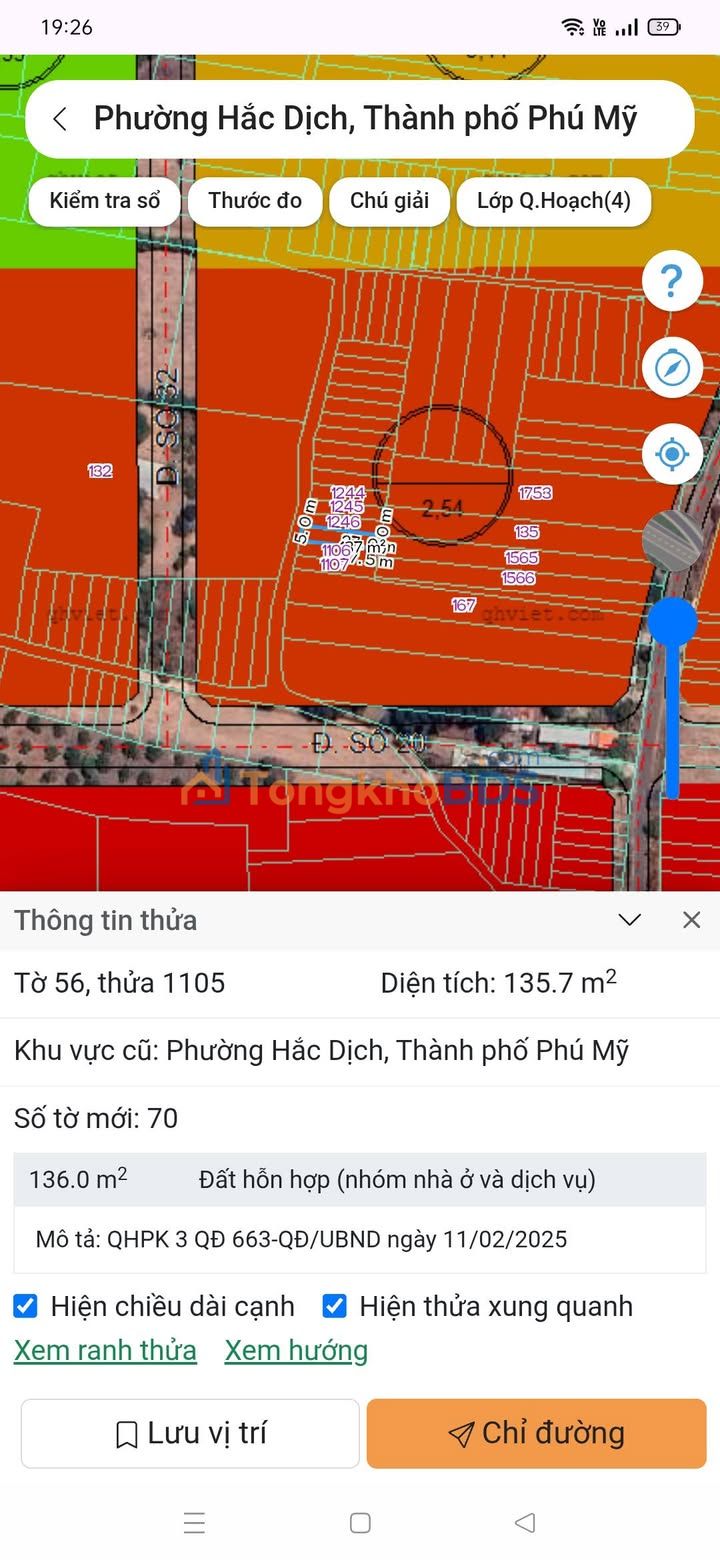 Đất nền Hắc Dịch, Phú Mỹ 135m² sổ riêng - Giá 1.08 tỷ, xây nhà lý tưởng