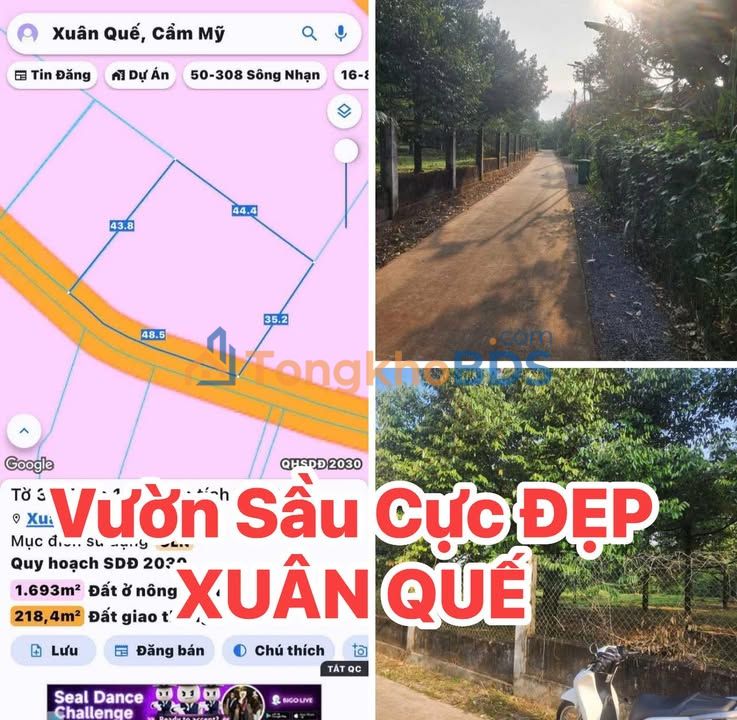 Đất vườn Xuân Quế Cẩm Mỹ 1.912m² 3 tỷ - Sổ đỏ chính chủ