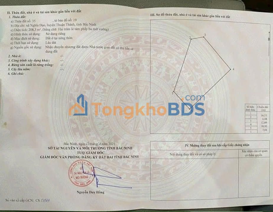 Đất nền Thuận Thành 208m² giá 9 tỷ - Sổ đỏ chính chủ