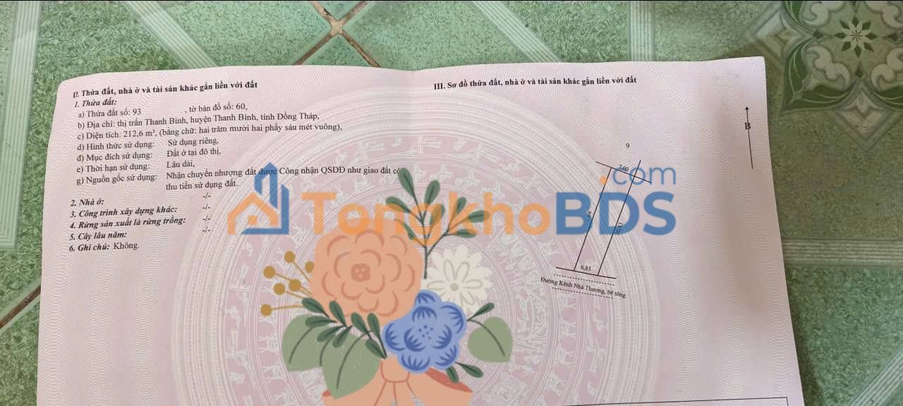 Đất nền Thanh Bình 330m² 750 triệu - Full thổ