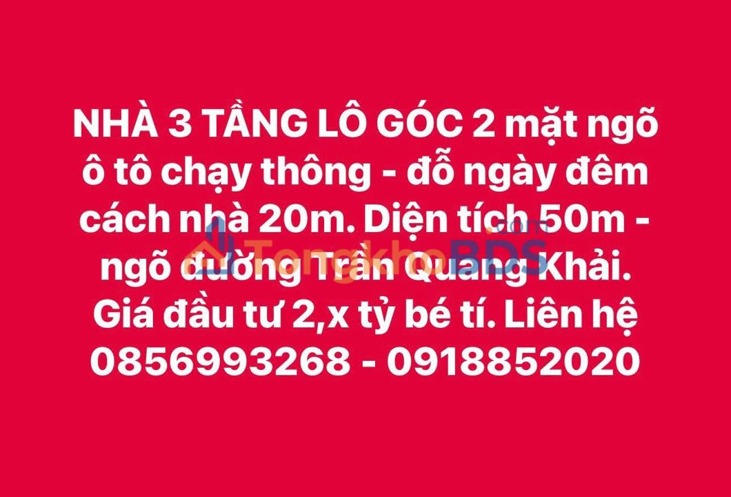 Nhà 3 Tầng Lô Góc Trần Quang Khải, Nam Định - 50m², Giá Đầu Tư 2 Tỷ