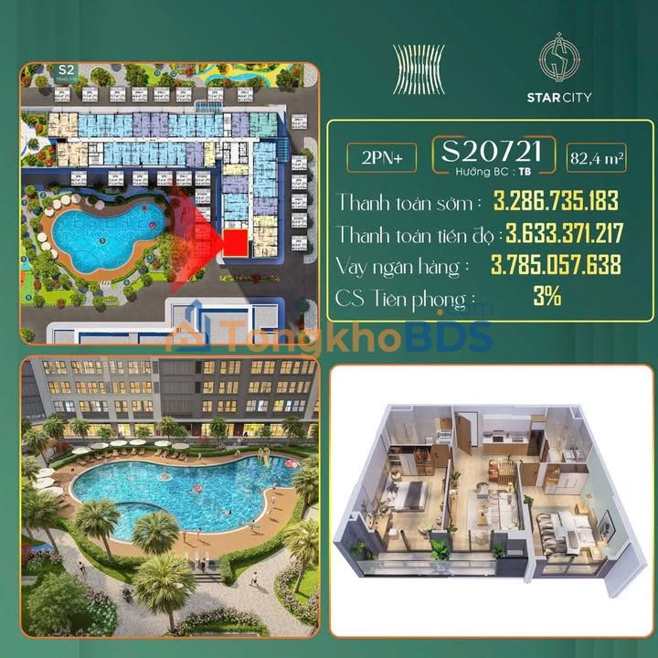 Căn hộ Sentosa Nam Định 82m² 3,286 tỷ - Căn góc view đẹp
