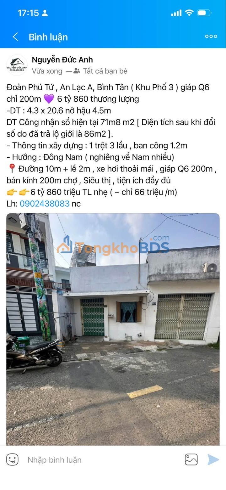 Nhà Đoàn Phú Tứ Bình Tân 86m² 6.86 tỷ - Ô tô vào tận nhà