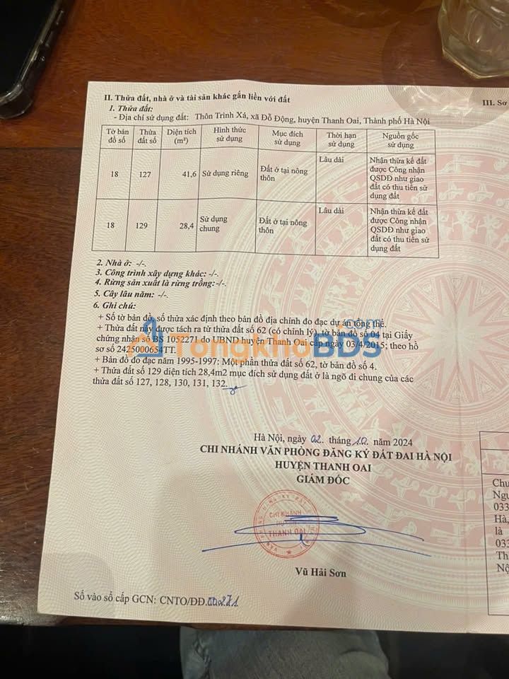 Đất nền Thanh Oai Hà Nội 42m² - Đường to ô tô