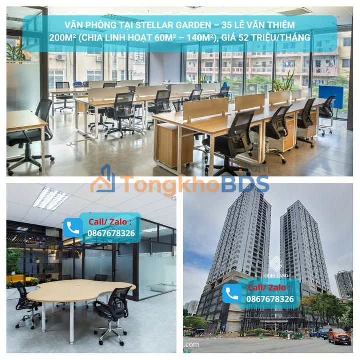 Văn phòng Stellar Garden 200m² 52 triệu - View thoáng