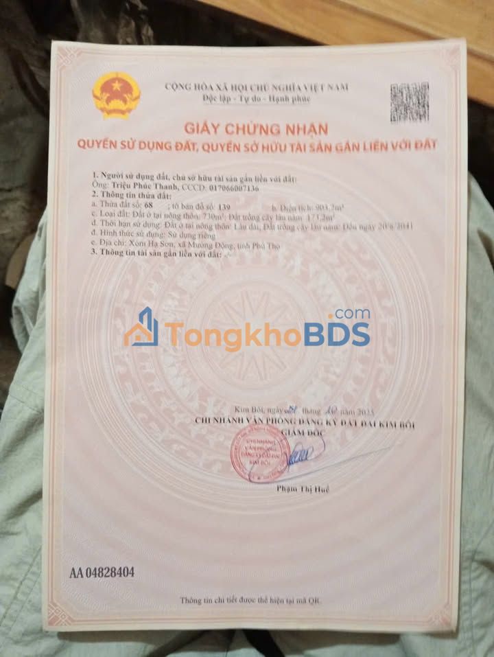 Đất nền Kim Bôi 903m² (730m² thổ cư) - Mặt đường 15m, giá dưới 1 tỷ