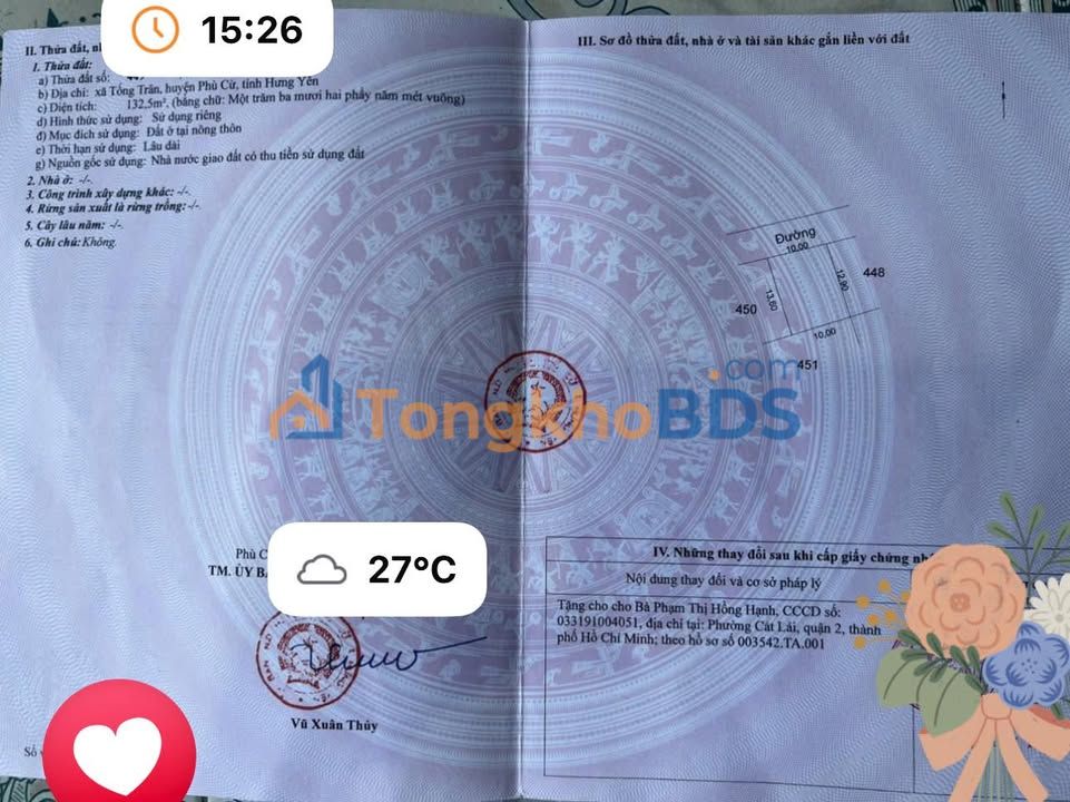 Townhouse Tống Trân 132m² 2 tỷ – Đầu tư vị trí trung tâm Phù Cừ