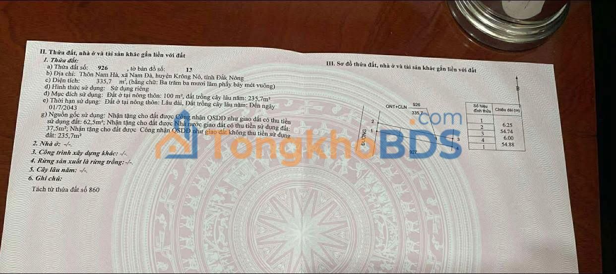 Đất Nền Nam Đà 324m² - Sổ Đỏ Thổ Cư 100% - Giá Rẻ 380 Triệu
