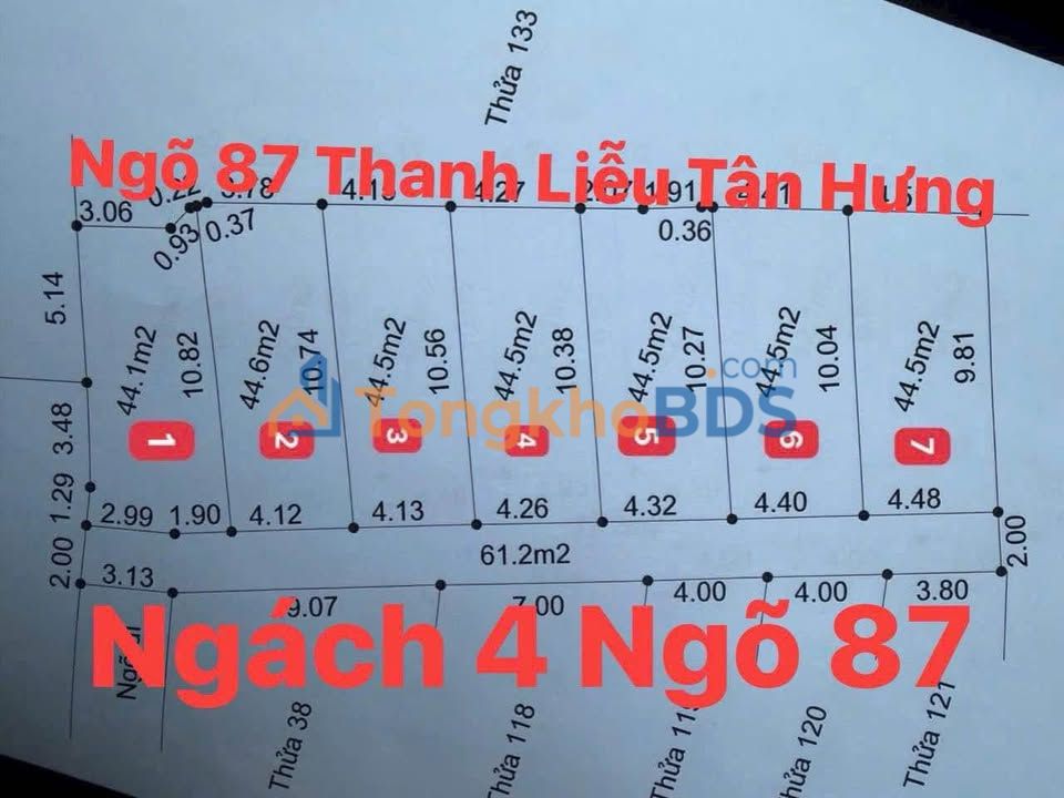Đất nền Ngõ 87 Thanh Liễu 45m² 700 triệu - Sổ đỏ chính chủ