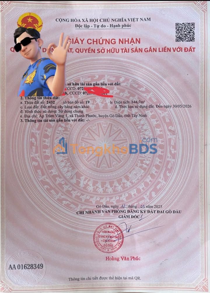 Đất nền Gò Dầu Tây Ninh 844m² 1.2 tỷ - Giá tốt hiếm có