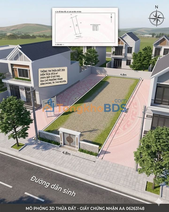 Đất Phan Đình Phùng Thái Nguyên 88m² - Sổ đỏ chính chủ