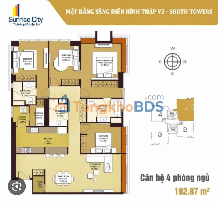 Căn hộ Sunrise City South Q7 162m² 13.8 tỷ - Căn góc view đẹp