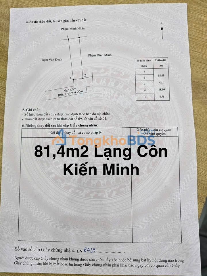 Đất nền Lạng Côn Kiến Minh 81m² 1,4 tỷ - Tiềm năng tăng