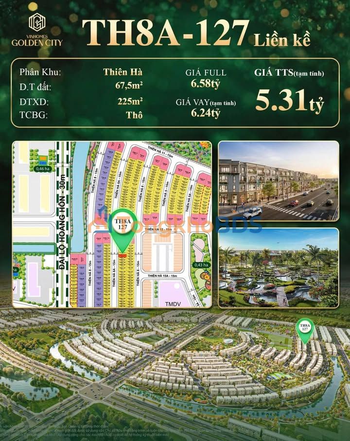 Liền kề Vinhomes Golden City 68m² 5,31 tỷ - Vị trí đắc địa