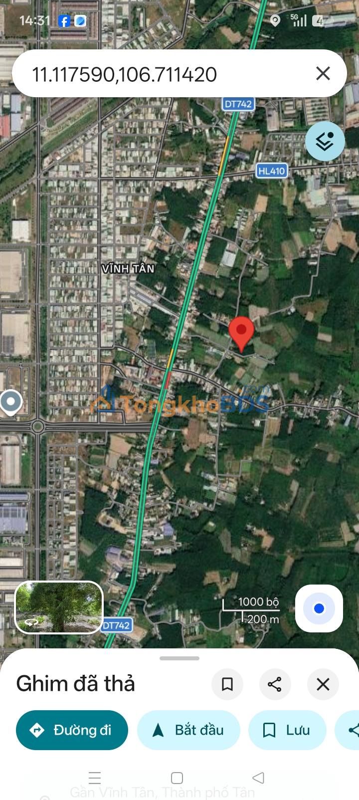 Đất Vĩnh Tân Tân Uyên 4866m² 12 tỷ - Sổ đỏ chính chủ