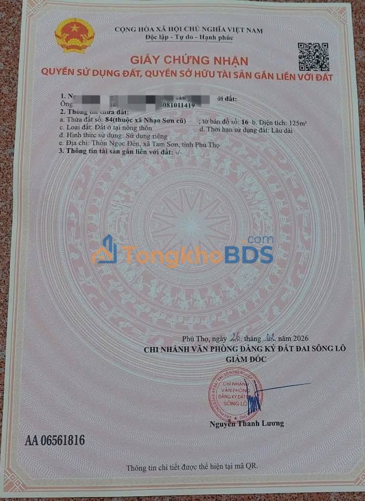 Đất nền TL307 Lập Thạch 252m² 2 tỷ - Sổ đỏ chính chủ