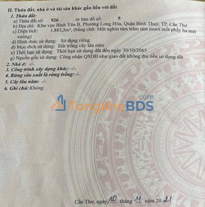 Đất nền Bình Thủy 1.500m² 3,3 tỷ - Tiềm năng tăng giá