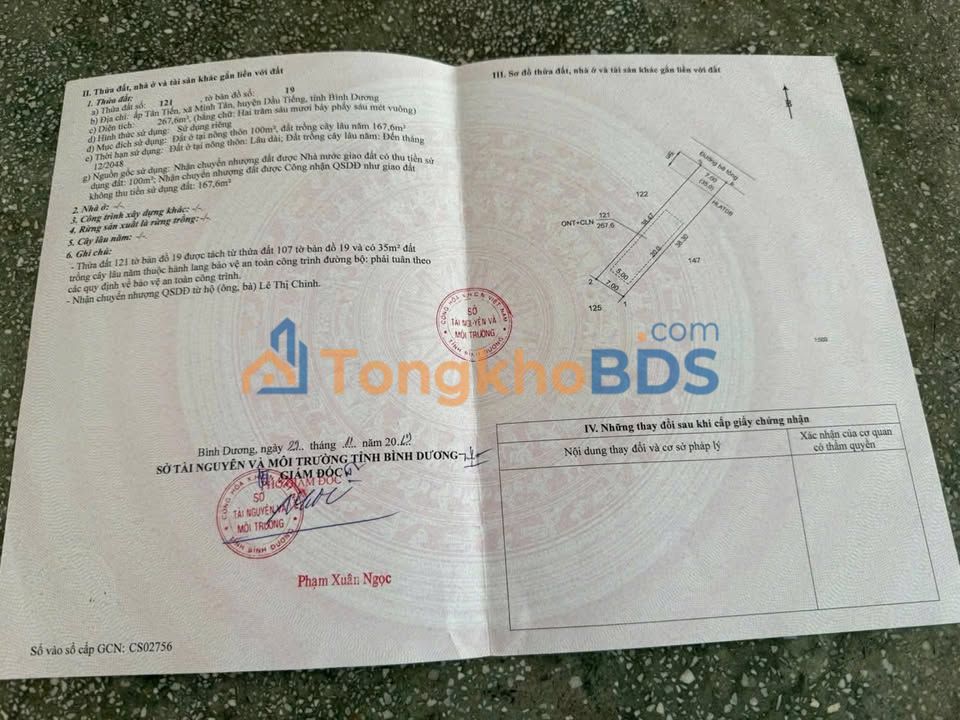 Đất nền Ấp Minh Tân Dầu Tiếng 252m² giá 5xx triệu - Sổ đỏ chính chủ