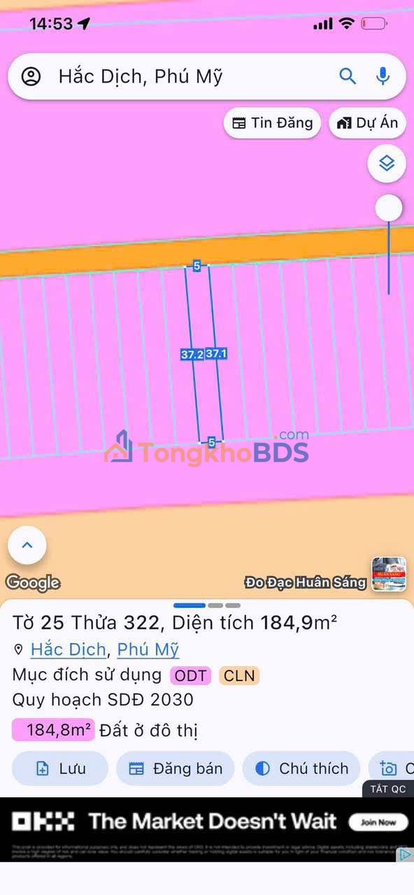 Đất nền Hắc Dịch Phú Mỹ 185m² 999 triệu - Sổ đỏ chính chủ