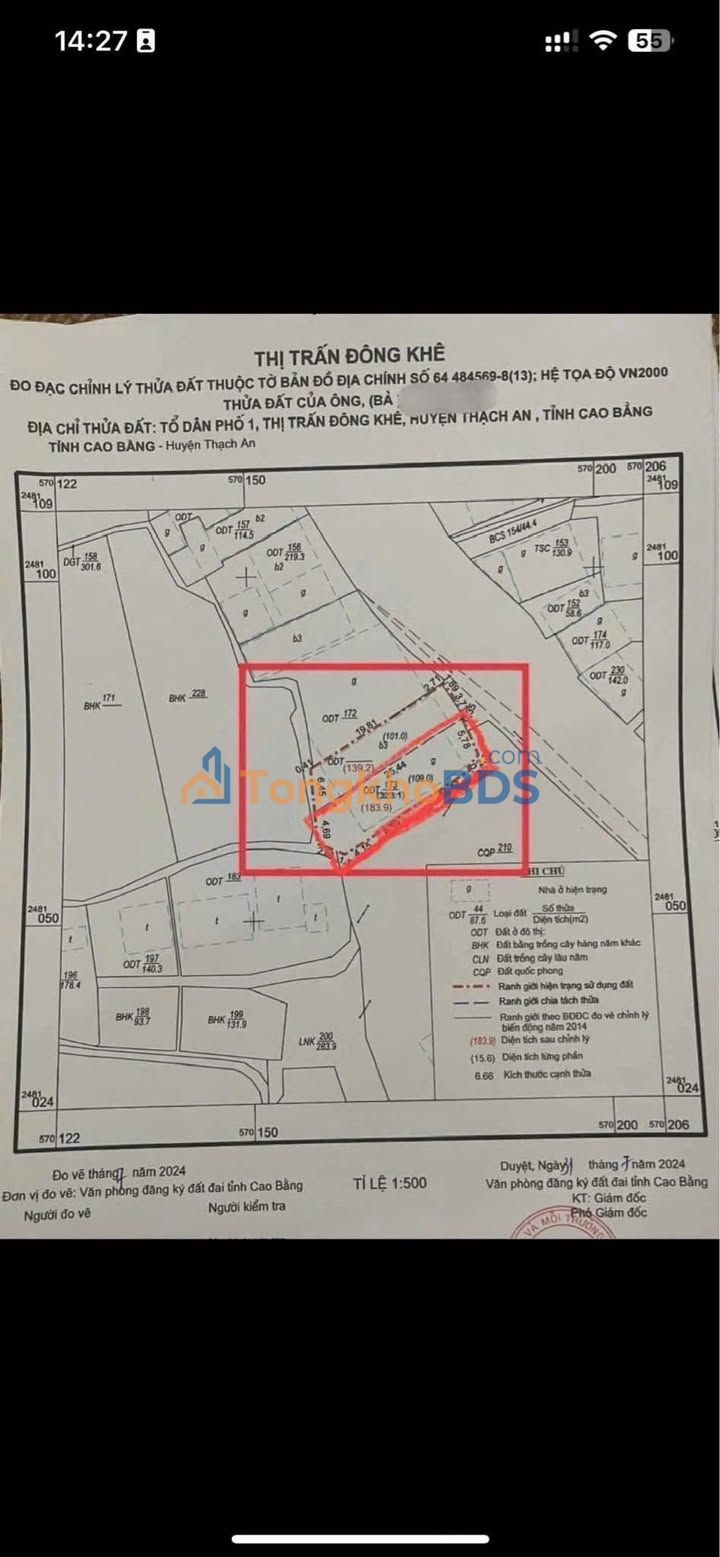 Đất mặt đường Quốc lộ 4A Đông Khê 184m² 3 tỷ - Sổ đỏ chính chủ
