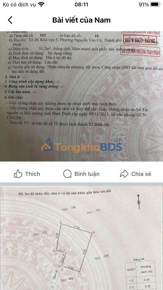 Đất Cần Vương Quy Nhơn 60m² - Sổ đỏ chính chủ