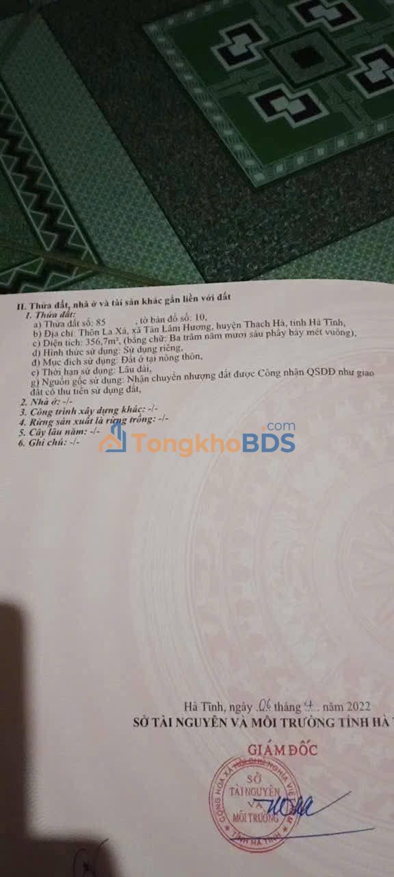 Đất nền TL17 Hà Tĩnh 356m² 1,2 tỷ - Sổ đỏ chính chủ