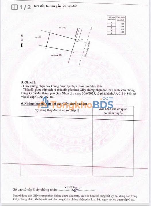 Đất nền Hoàng Văn Thụ Quy Nhơn 45m² 4 tỷ - Sổ đỏ chính chủ