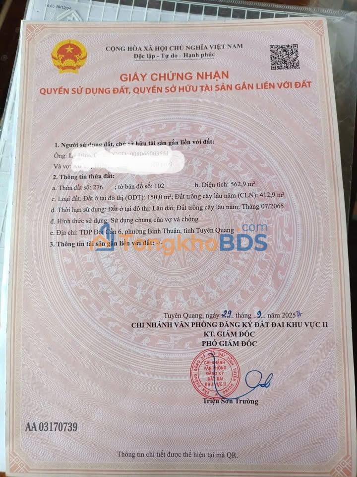 Đất nền phường Đội Cấn Tuyên Quang 490m² - Sổ đỏ chính chủ