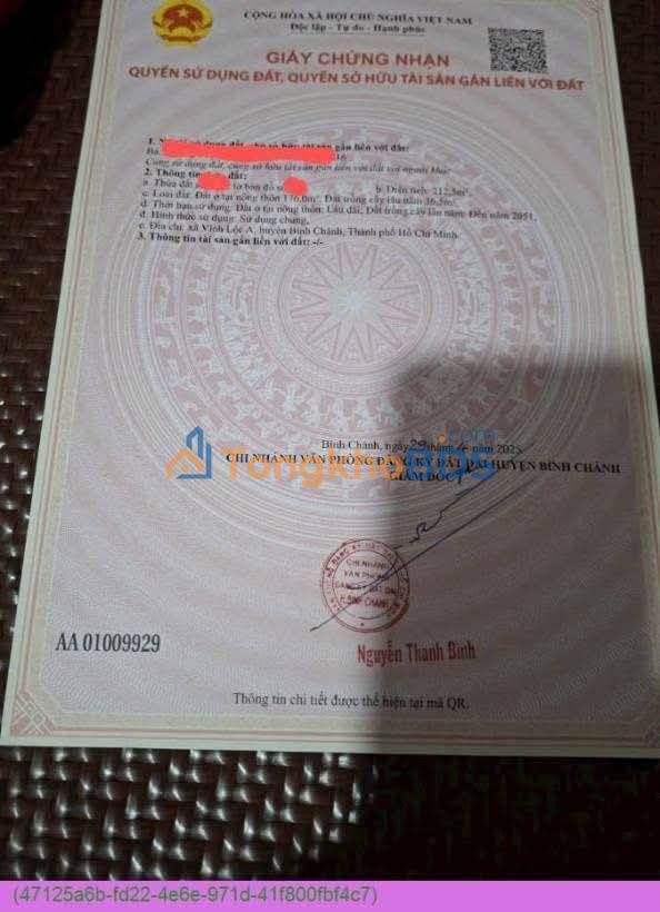 Đất nền Vĩnh Lộc A Bình Chánh 176m² 5 tỷ - Sổ hồng chính chủ