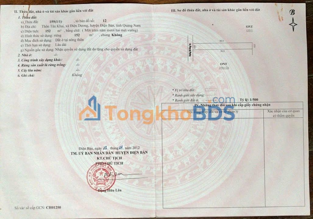 Đất Tân Khai Điện Dương 152m² 1.78 tỷ - Đầu tư dài hạn