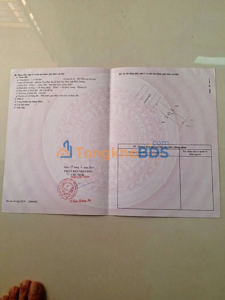 Đất nền Chánh Mỹ Thủ Dầu Một 198m² - Sổ đỏ chính chủ