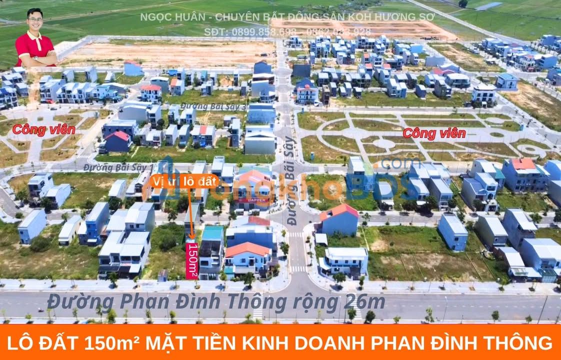 Đất nền Phan Đình Thông 150m² tại Huế - Sổ hồng sẵn, kinh doanh đỉnh