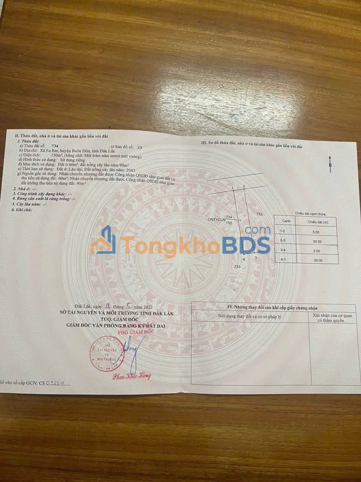 Đất nền Đắk Lắk Tỉnh lộ 5 5x30m 630 triệu - Đường to ô tô