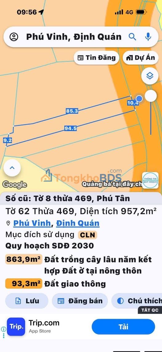 Đất Mặt Tiền Đường Nhựa Phú Vinh, Định Quán - 360m² Giá 650 Triệu