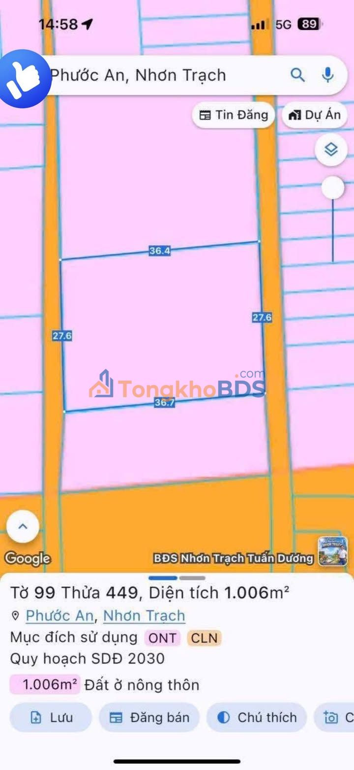 Đất nền Phước An Nhơn Trạch 1000m² 7 tỷ - Xây dựng tự do