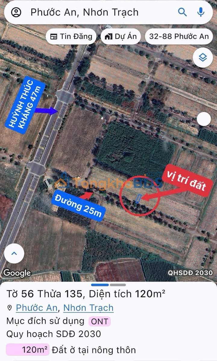 Đất nền HUD Nhơn Trạch 120m² 1.08 tỷ - Đất thổ cư 100%