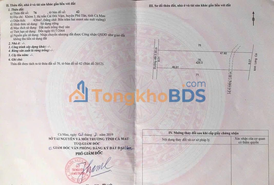 Đất nền Cái Đôi Vàm 423m² 5xx triệu - Sổ đỏ chính chủ