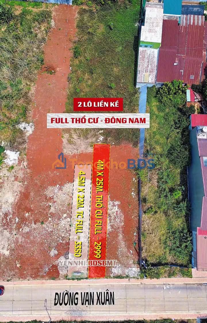 Đất mặt tiền Vạn Xuân Buôn Ma Thuột 100m² 3 tỷ - Thổ cư 100%