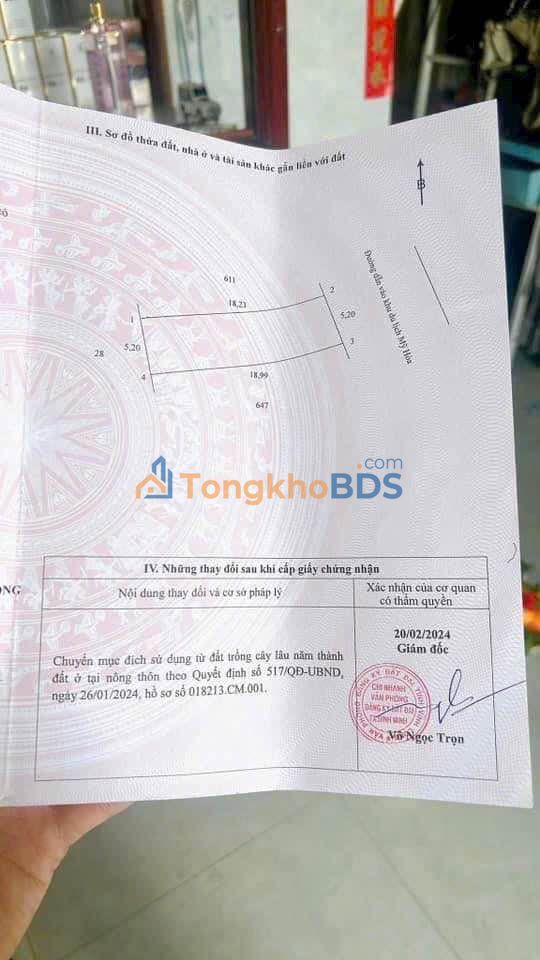 Đất nền Cái Vồn Bình Minh 96m² 1 tỷ - Thổ cư full